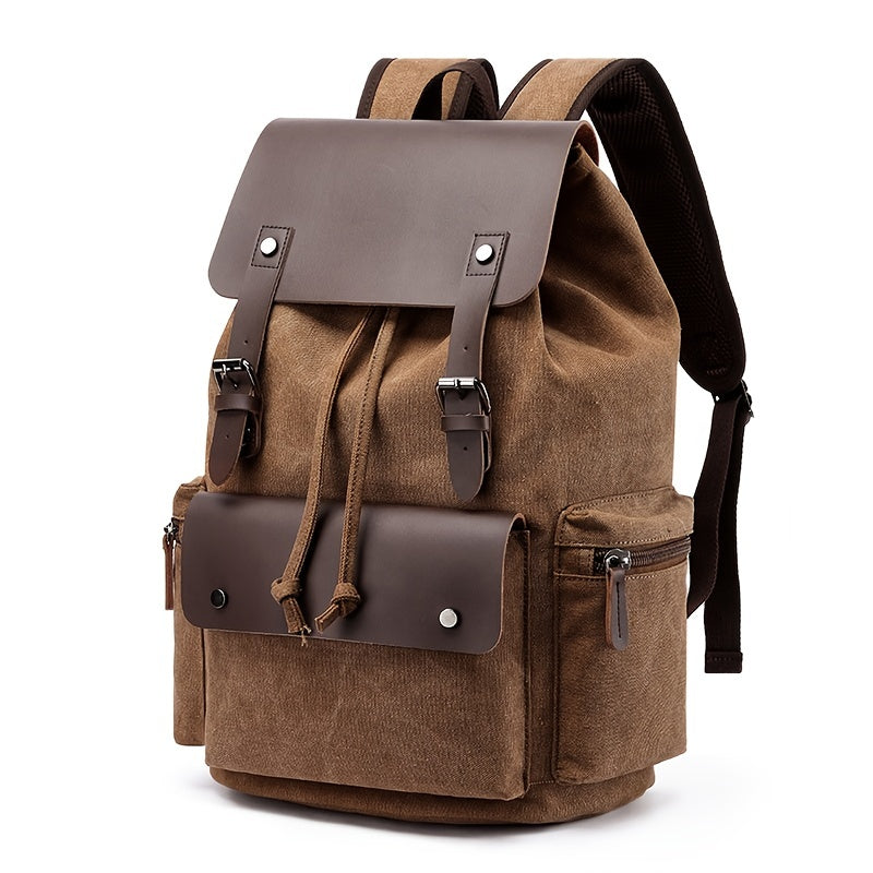 Trendy retro canvas backpack for students, travel, and business trips.