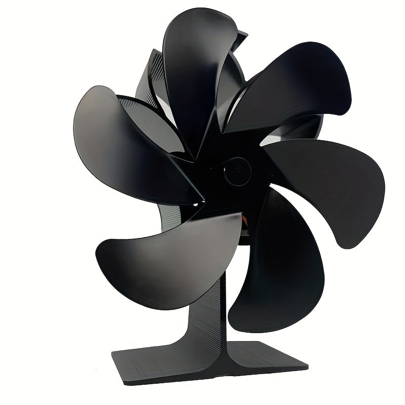 Eco-Friendly Stove Fan in Black with 6 Blades - High heat Resistant, Self-Starting, Heat-Powered for Home Fireplace