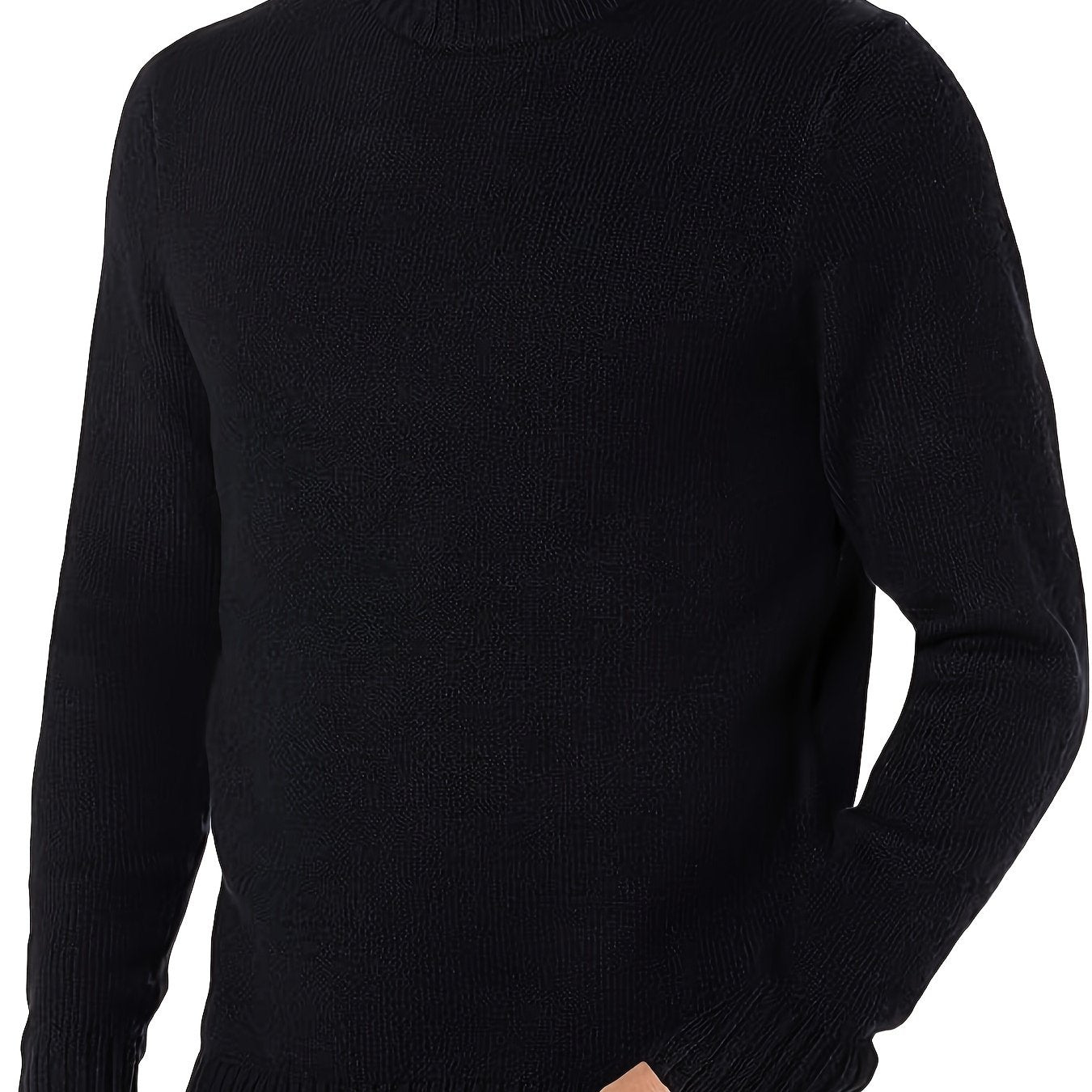 Men's Plus Size Knitted Pullover - Cozy high neck and relaxed fit for casual and sports wear in cooler seasons.