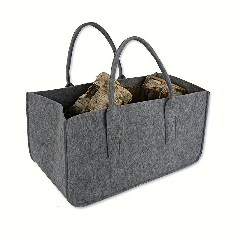 Nordic Style Extra-Large Firewood Carrier Bag with Strong Load Capacity and Dual Handles for Easy Transport of Wood, Coals, and More - Durable Felt Material, Portable Design