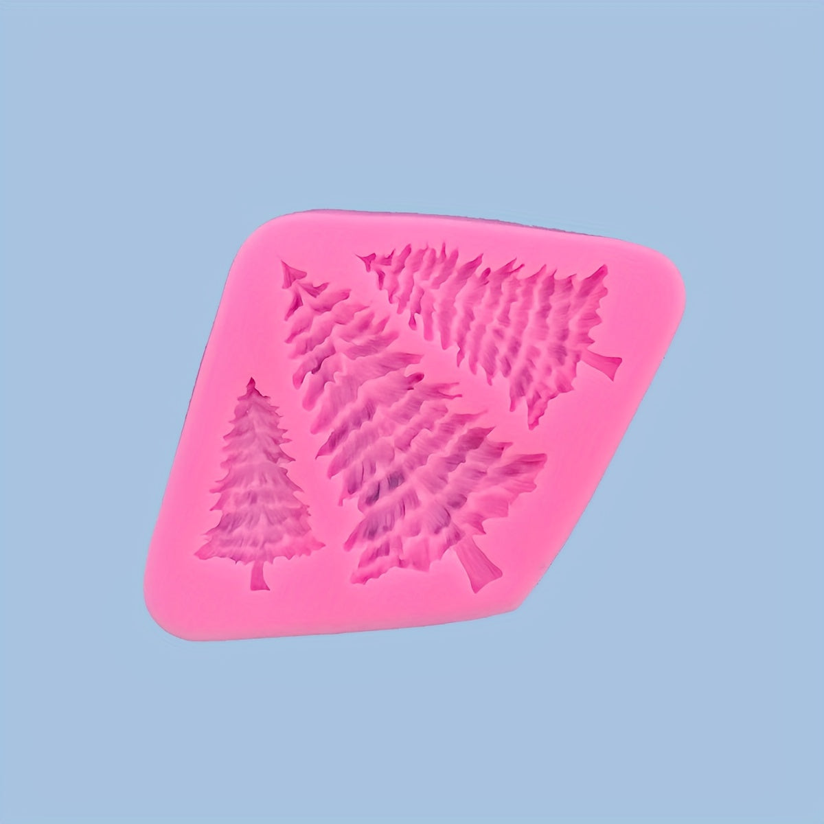 Silicone mold for a Christmas tree pine tree, perfect for making 3D fondant, pudding, chocolate, candy, desserts, gummy treats, handmade soap, aromatherapy candles, plaster, polymer clay, and ice cubes. Ideal for baking, cake decorating, and other