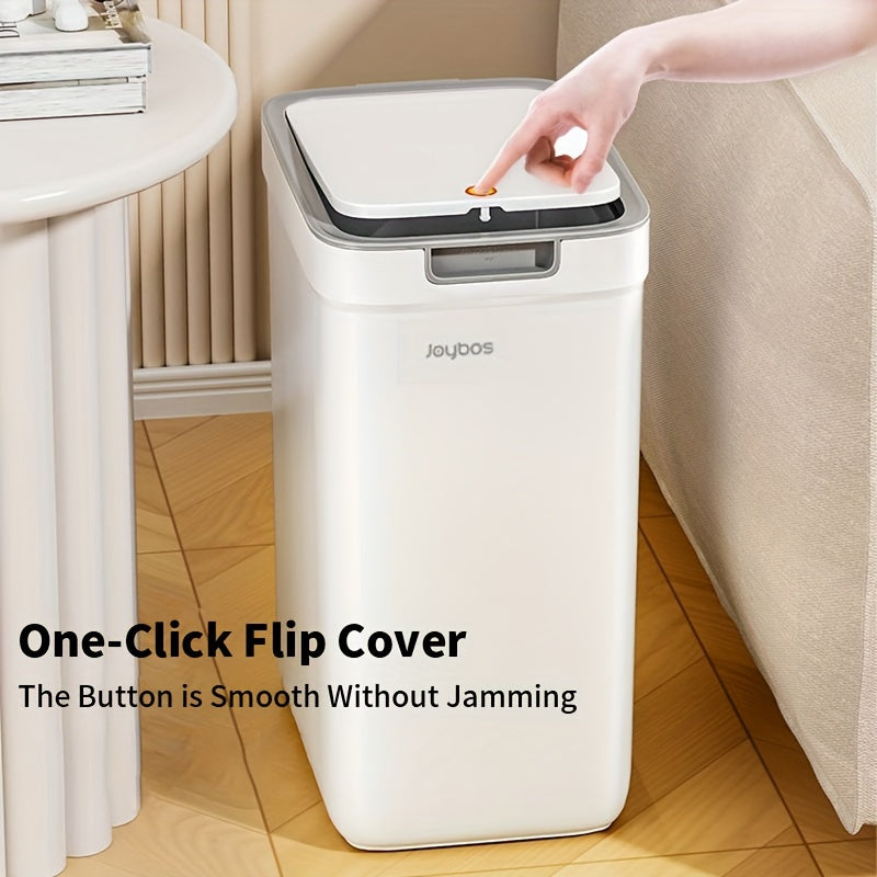 Wall-mounted trash bin with quiet close, polished finish, ideal for kitchen, bathroom, and dorm storage.