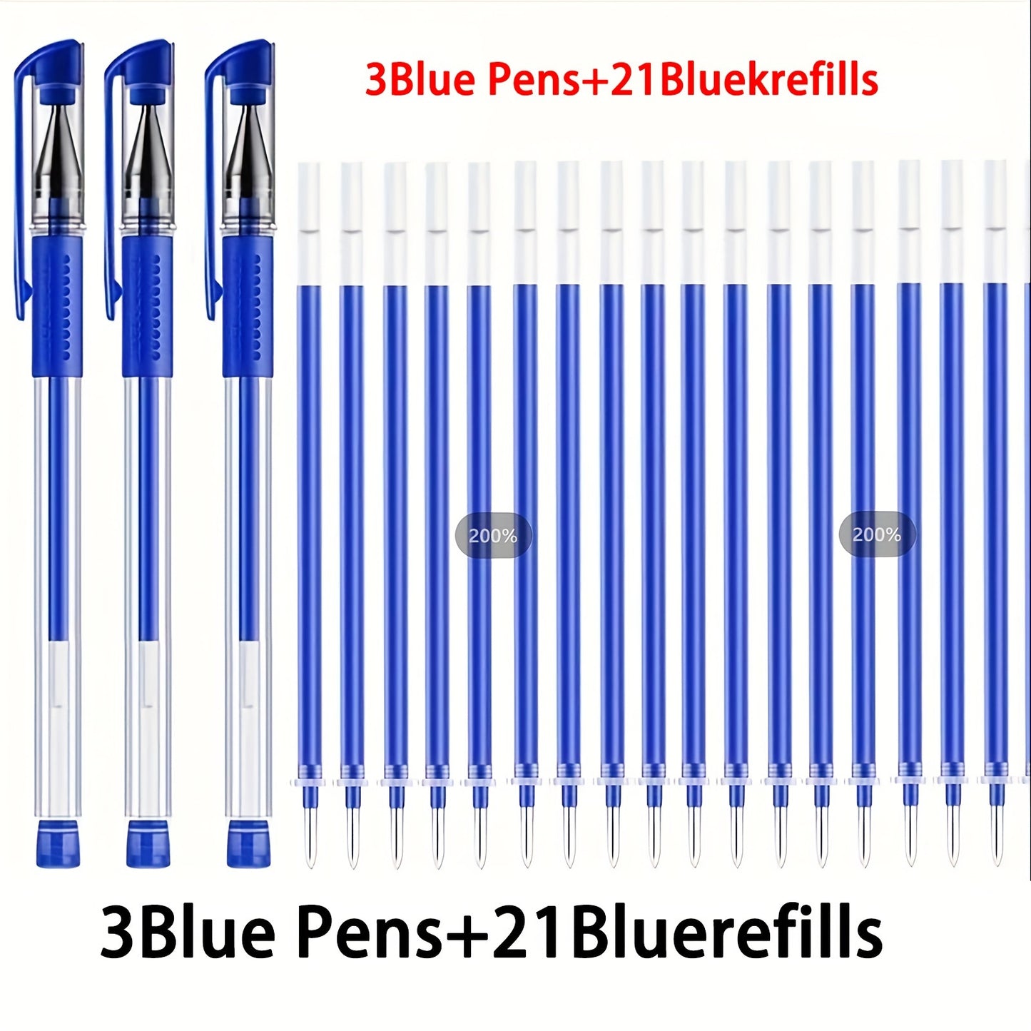 24-Pack Gel Ink Rollerball Pens: 0.5mm Medium Point, Quick Dry, Waterproof, Non-Toxic, Washable, Lightweight Plastic Material for School & Office.