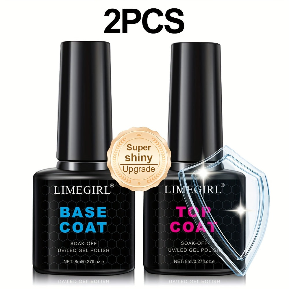 LIMEGIRL Nail Primer/Base/Top Coat 3-in-1, 8ML - Quick Drying, Long Lasting DIY Nail Art Gift