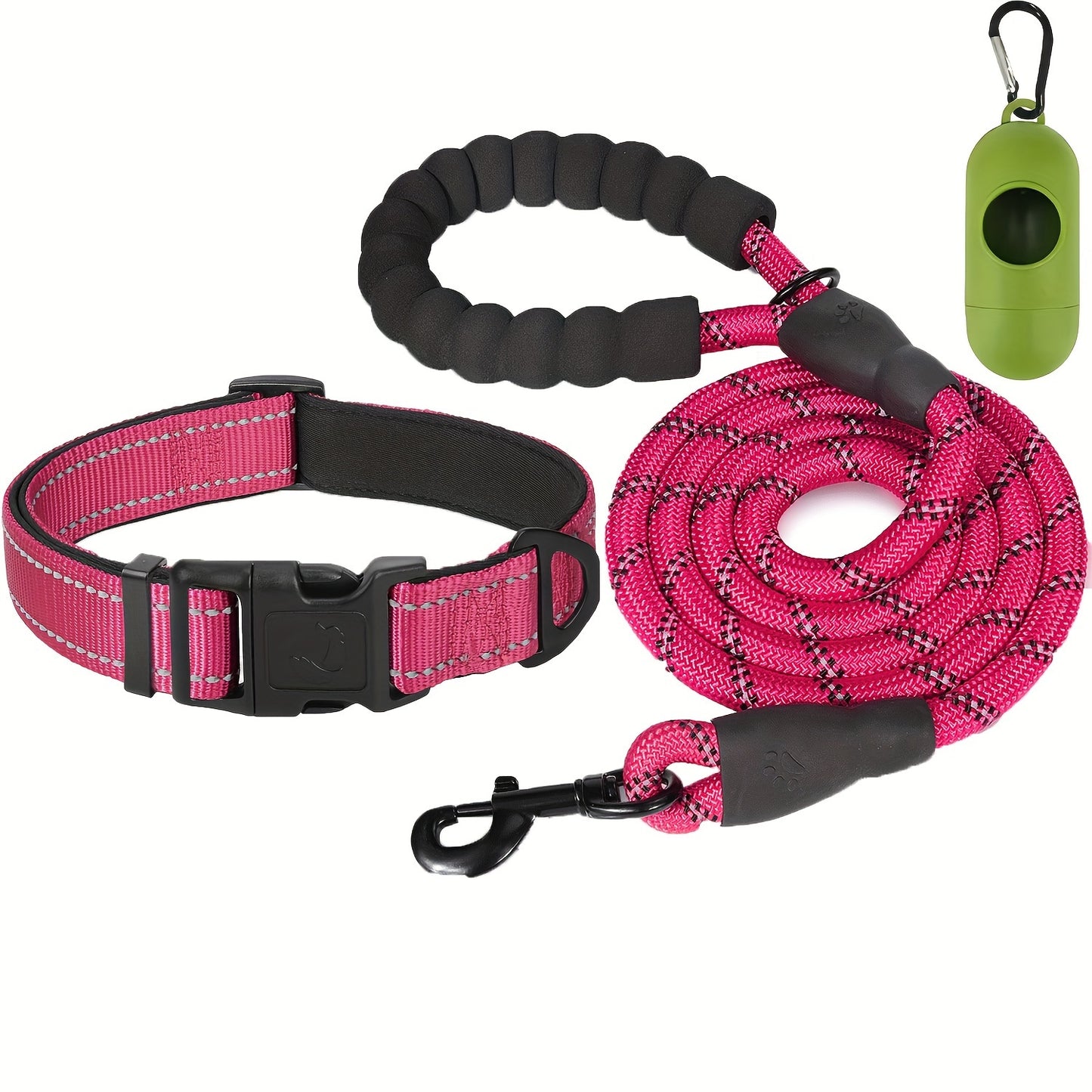 Reflective leash and adjustable nylon collar set for dogs of all sizes from JOYTALE.