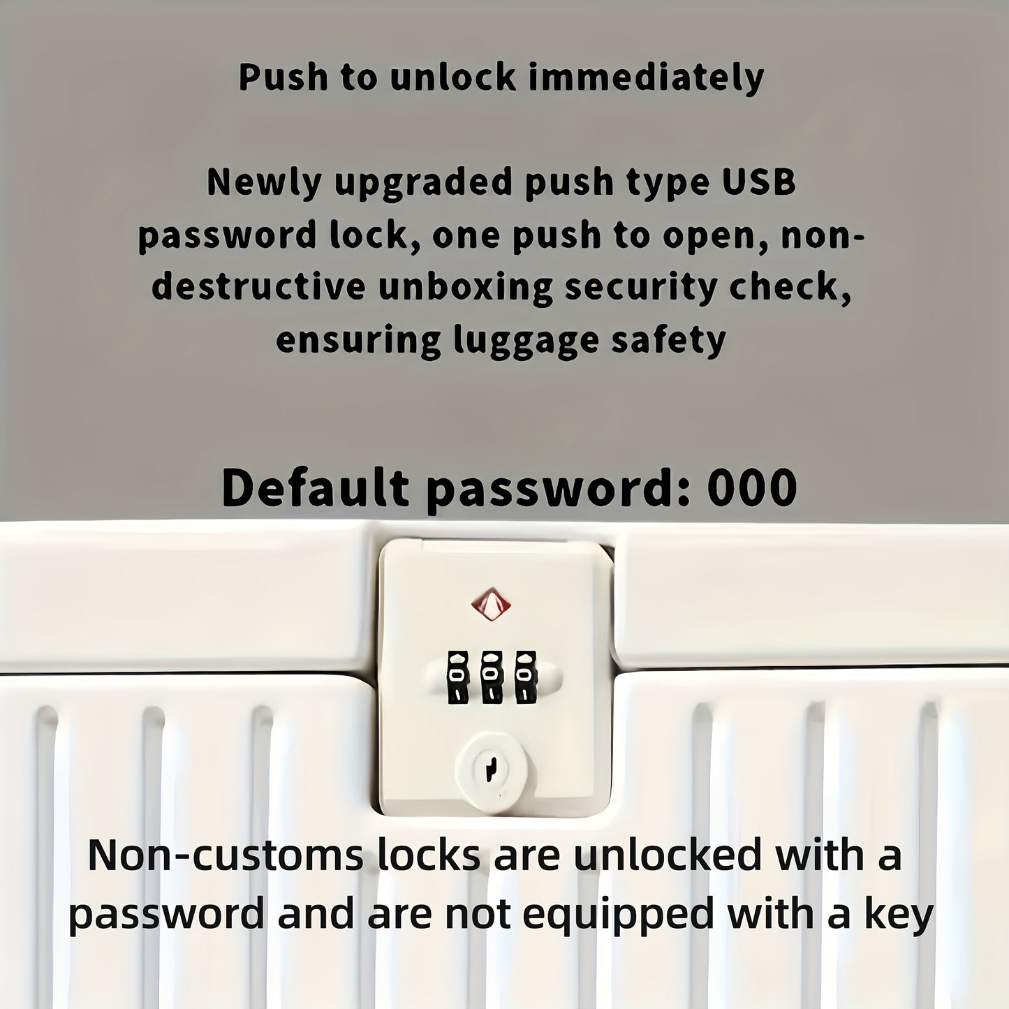 1pc Suitcase with front opening storage compartment, dry and wet separation compartment, unique wheel design, and travel password boarding feature.