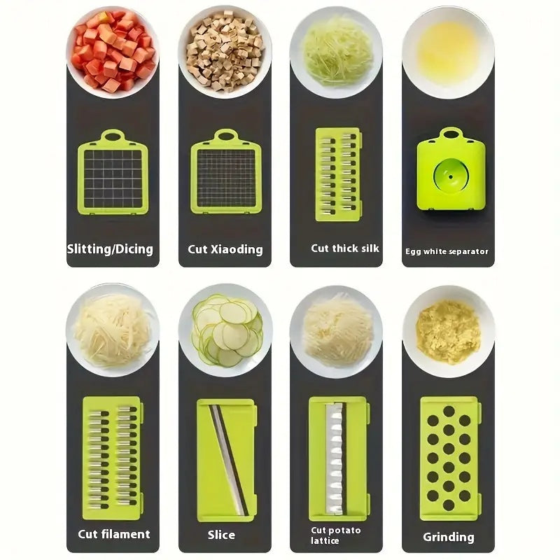 Professional Onion Dicer with Food Processor Attachment and Food Contact Safe Container - 1pc InBrave 16-in-1 Multifunctional Vegetable Chopper