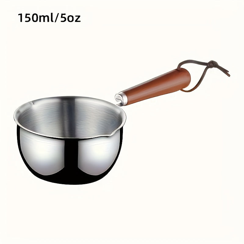 Kitchen essential stainless steel oil pot with spout for butter, chocolate, and cheese.