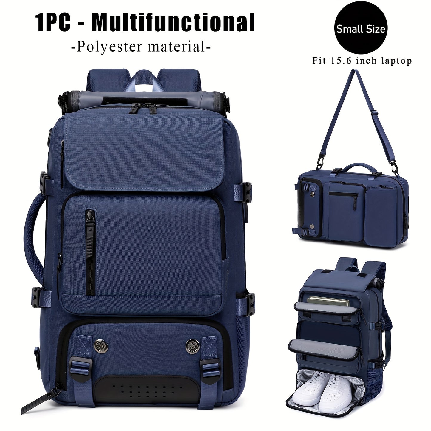 Versatile large backpack with shoe compartment & USB port for outdoor activities, business, and college. Great gift idea for men and women.