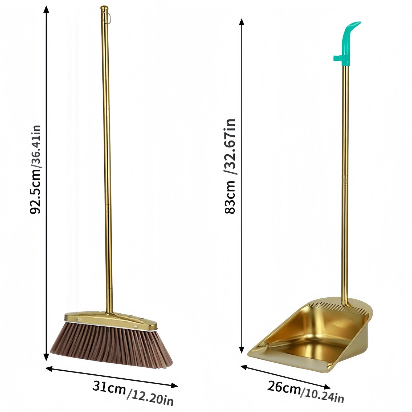 Premium Hand Brooms and Dustpan Set with Teeth - 2 Piece Set, Durable 92.48cm Sweep Combo for Household Cleaning. Ideal for living room, bedroom, bathroom, kitchen, patio. Compatible with hard floors. Includes cleaning supplies and tools.