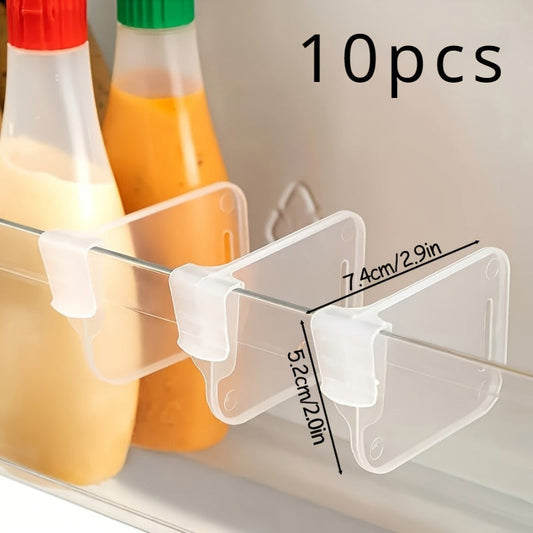 Customize your refrigerator with 10 pieces of thick, transparent side door organizer dividers. These storage compartments are perfect for managing space and separating items on your shelves.