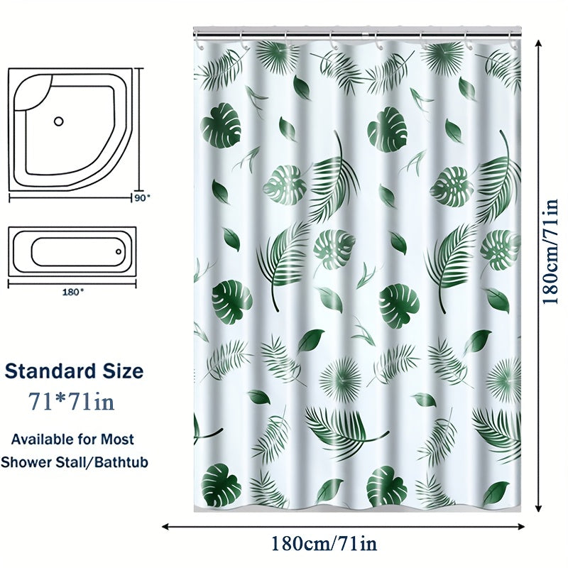 Durable tropical floral waterproof shower curtain with hooks, liner, and easy-clean design, ideal for Christmas decor.