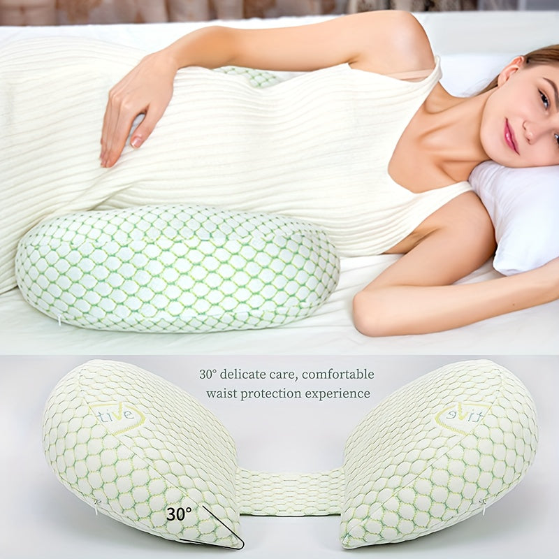 This soft polyester maternity pillow offers adjustable U-shaped support for breastfeeding, with detachable and washable features. It supports your back, waist, belly, and legs for added comfort.