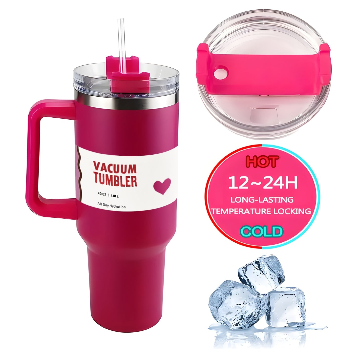 Sakura Train H1.0 FlowState 40oz Insulated Tumbler with Lid & Straw - Ideal for Cold Drinks, Perfect Holiday Gift