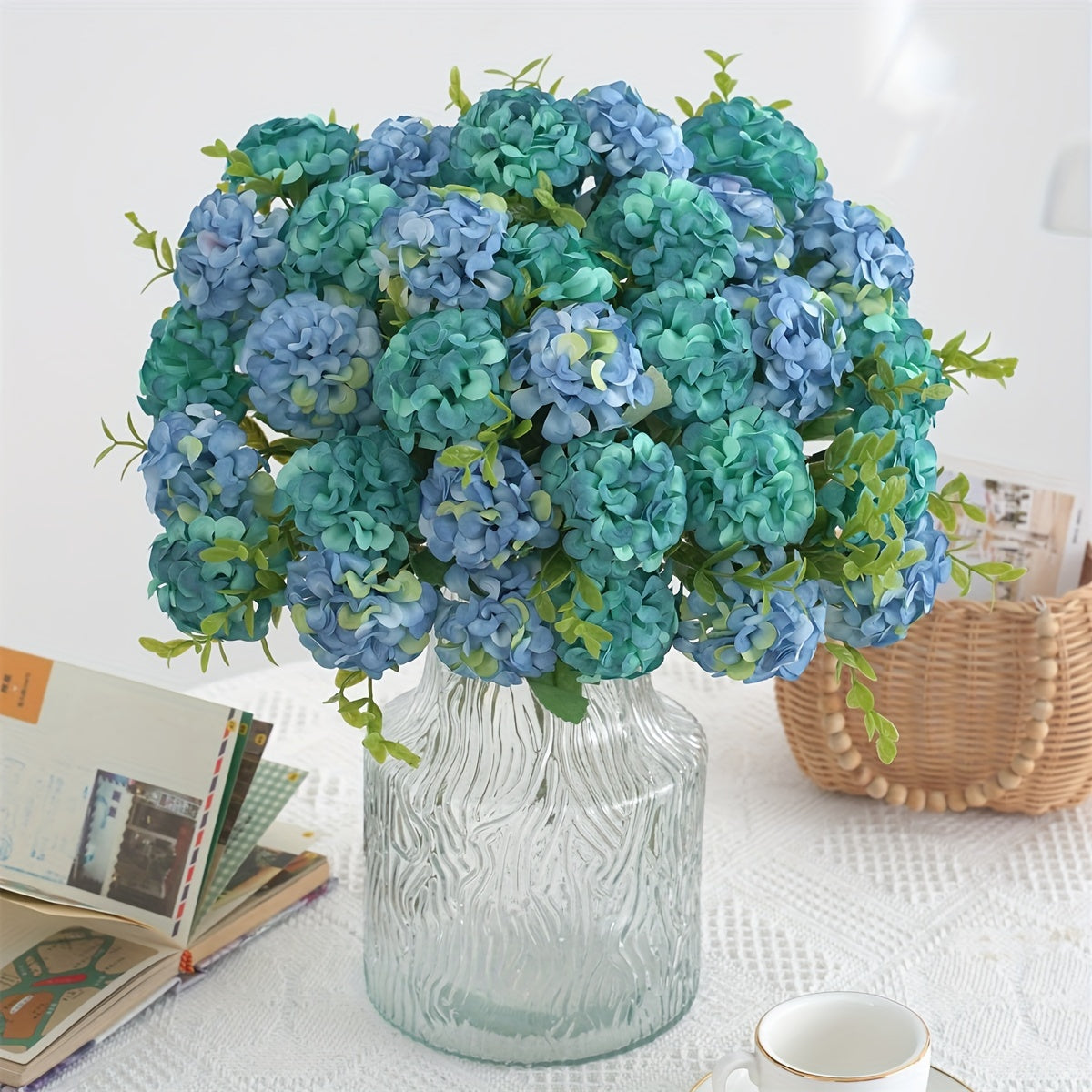 10 Head Artificial Hydrangea Bouquet for Wedding and Home Decor