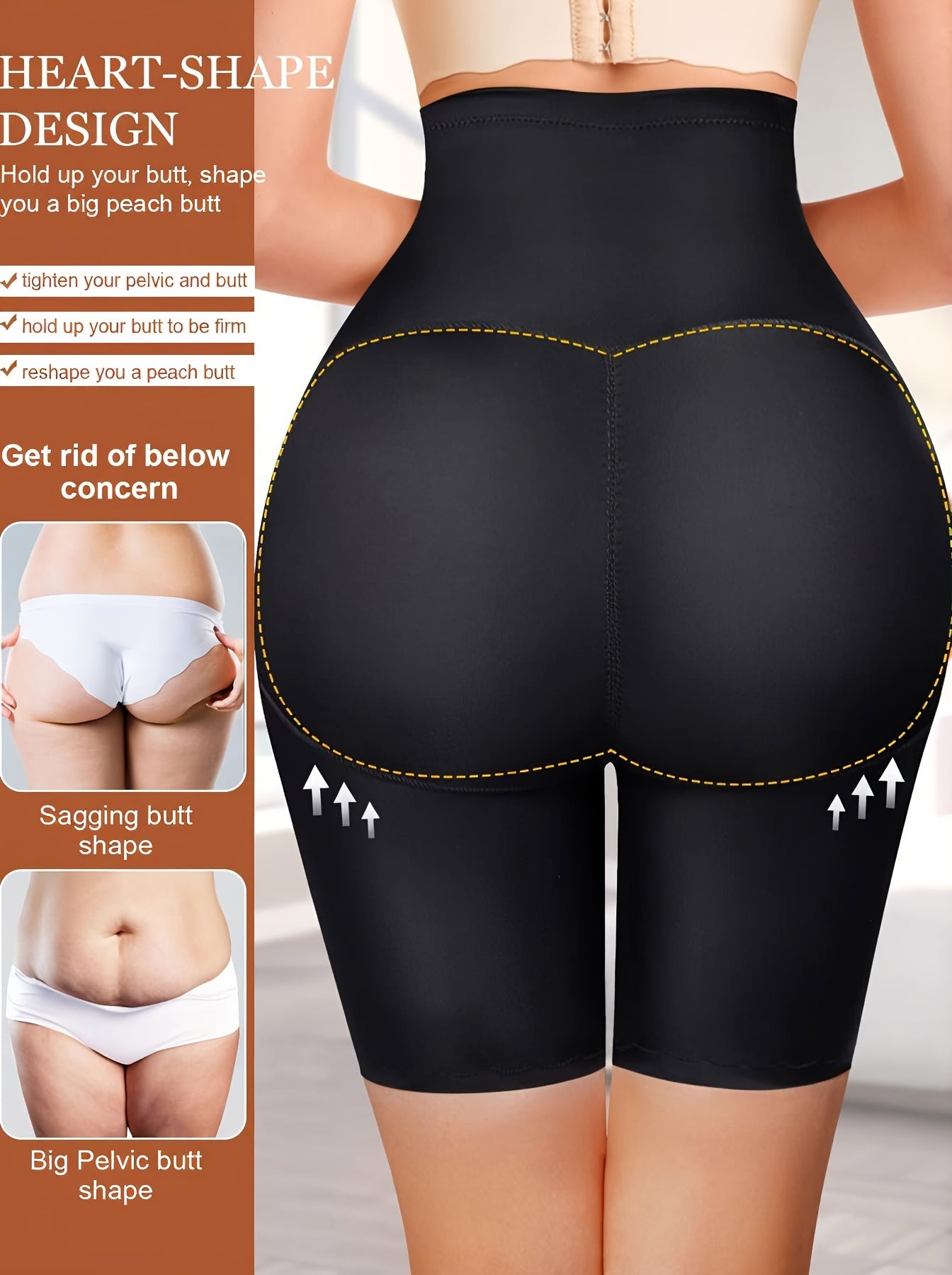 High waist compression shorts with front buckle for tummy control.