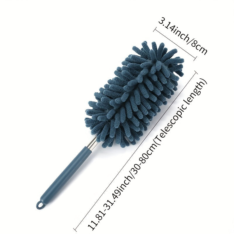 Retractable Rod Microfiber Dust Removal Brush: This cleaning tool is hand washable and suitable for use in offices, cars, windows, furniture, and ceiling fans.