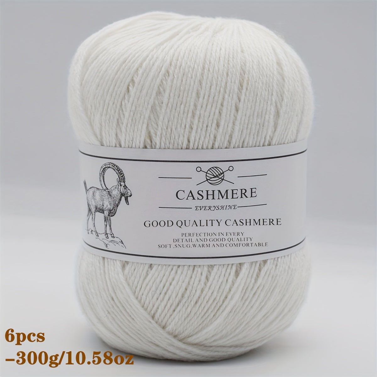 6-Pack Luxurious Cashmere Yarn for Knitting and Crocheting - Soft, Warm, Durable 80% Cashmere 20% Acrylic Blend - Perfect for Sweaters, Pants, Gloves, Hats, and DIY Crafts - 1.76oz Each