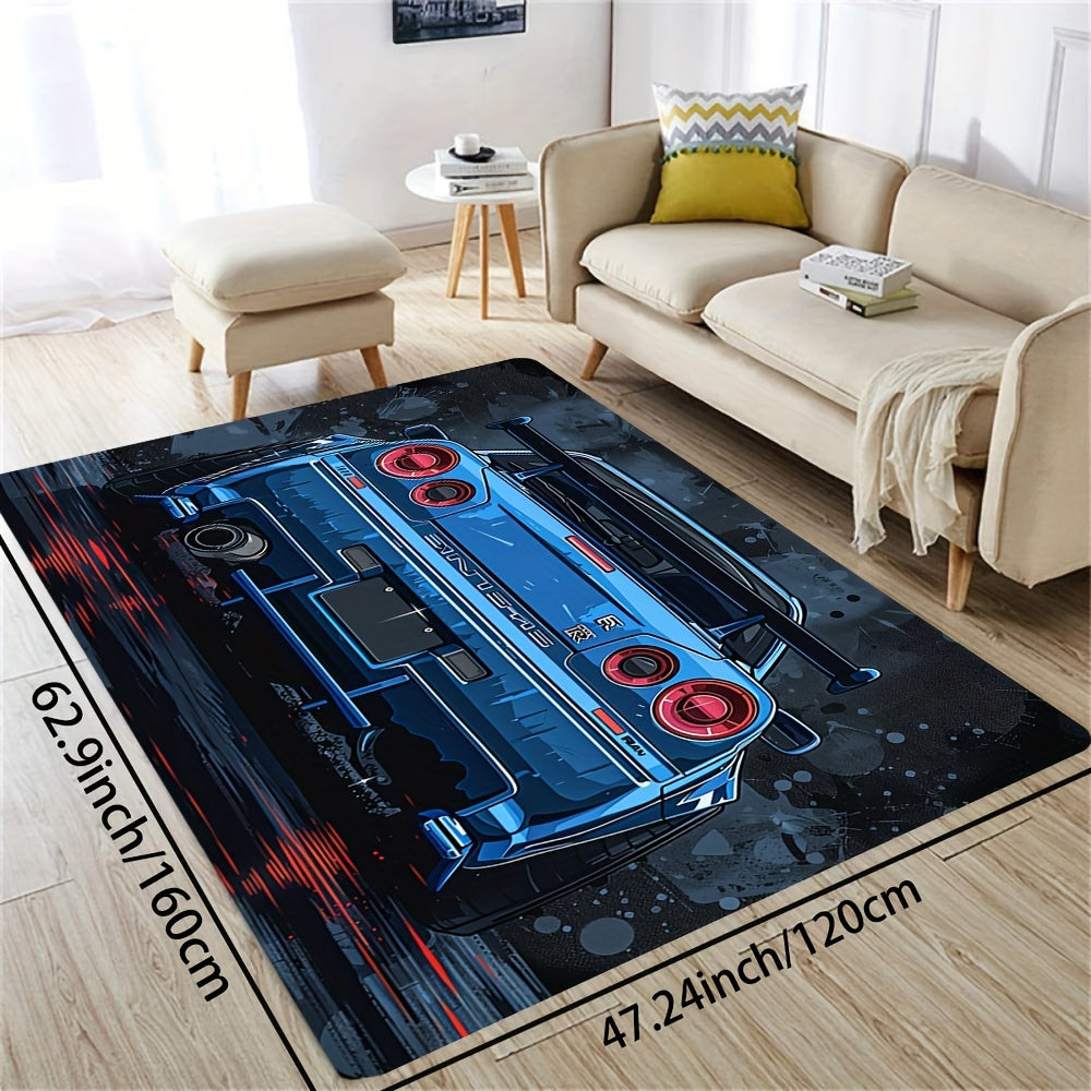 Stylish Sports Car Design Doormat, Made with 8mm Thick Soft Polyester Material, Easy to Clean in the Washing Machine, Rectangular Indoor Rug Perfect for Living Room, Bedroom, Kitchen, Entryway - Features Non-Slip Backing for Safety and a Decorative Touch