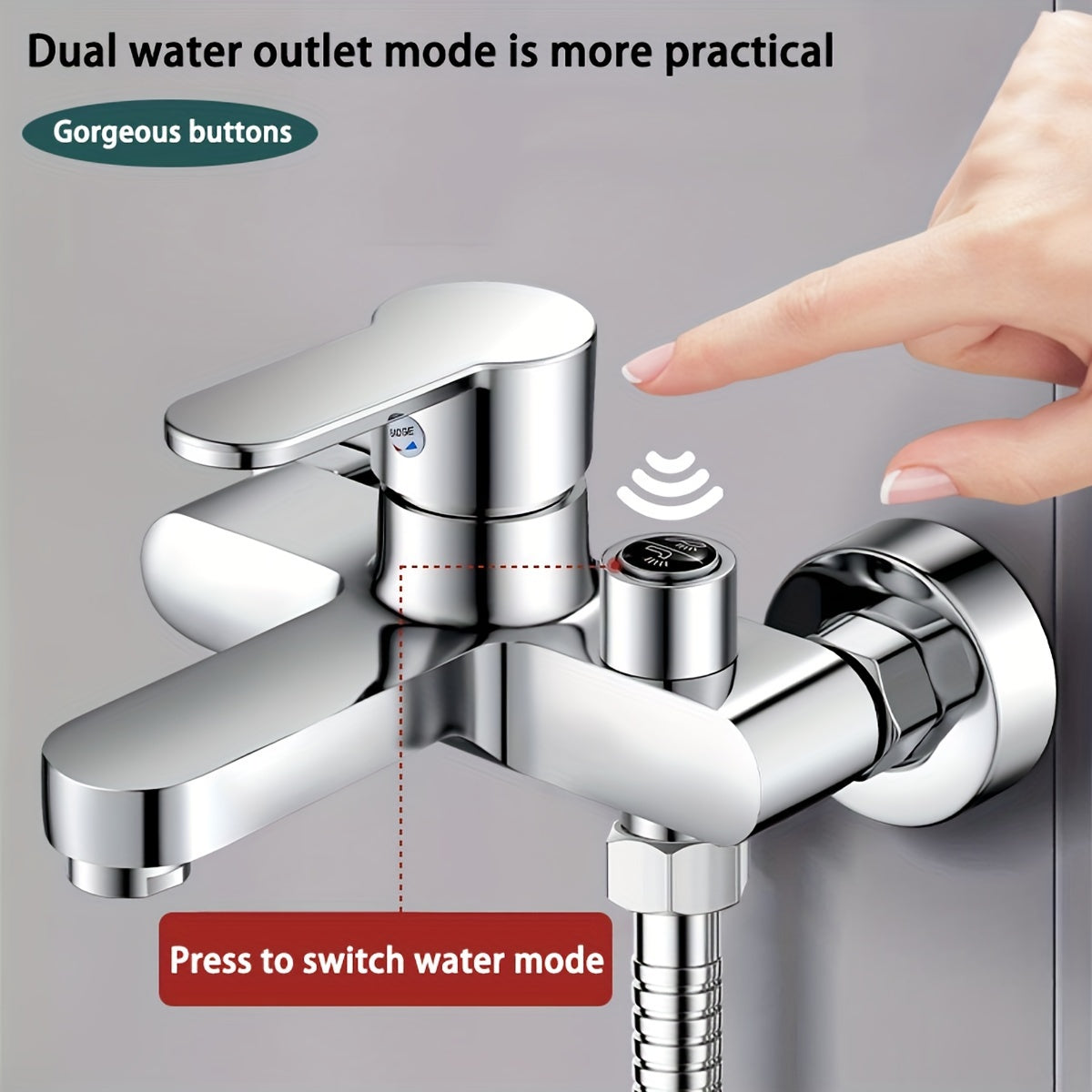 Wall-mounted bathroom shower faucet with handheld hand shower, bathtub mixer set, single handle basin sink pull out faucet, and rainfall spray head.