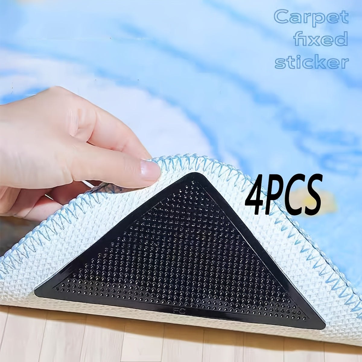 Durable Silicone Triangle Carpet Anti-Slip Pads - Set of 4, Perfect for Bedroom and Living Room Floor Mats. Made with Non-Woven Material for a Secure Grip. Enhance Carpet Safety with these Triangular Grip Pads. Ideal Non-Slip Furniture Accessories.