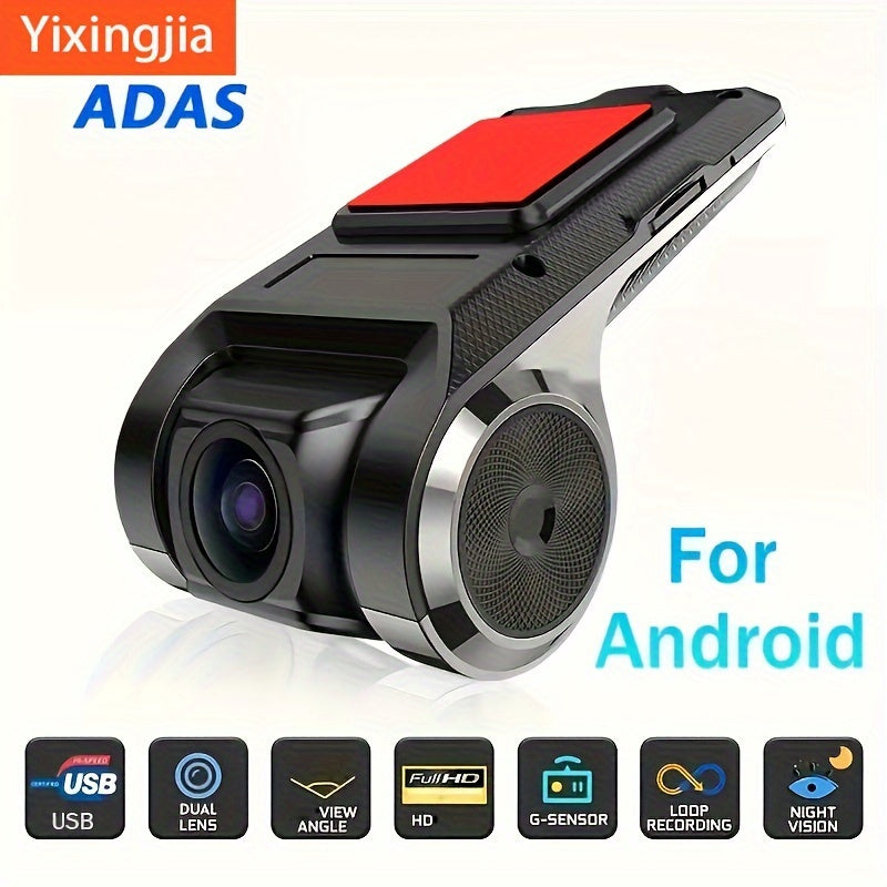 YIXINGJIA Android Car Navigation System with 720p HD Dash Cam and ADAS Driving Assistance, USB Powered, Passenger Side Orientation, No Display, for Android Devices