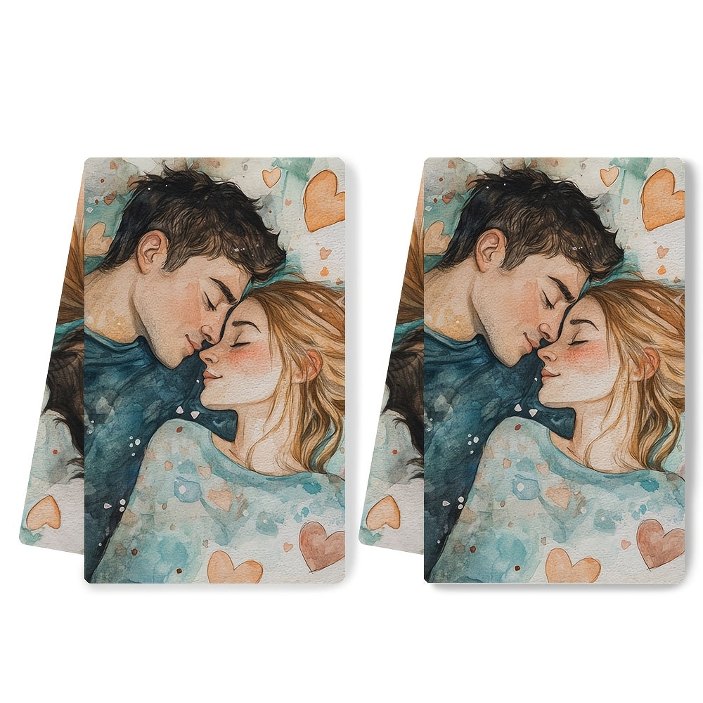 Set of 2 luxurious kitchen towels with a romantic "The One Where We Were Quarantined" theme. These towels are ultra soft, highly absorbent, and machine washable. Each towel measures 40.64x60.96 cm, making them perfect for Valentine's Day decor or