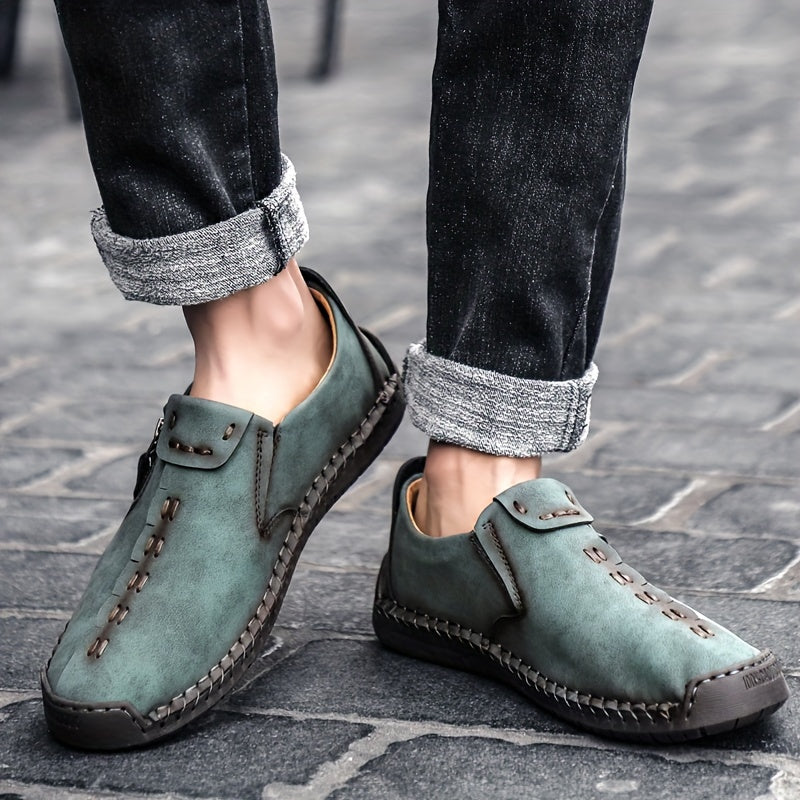 Men's side zipper loafers, comfortable non-slip slip-ons for spring and summer.