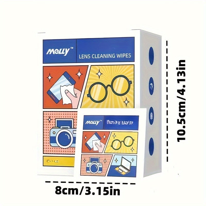 Kit of 100 quick-dry lens wiping wipes made from acetate material. Features anti-fog, streak-free, and lint-free properties, suitable for use on glasses, phone screens, helmets, and mirrors in various scenarios.