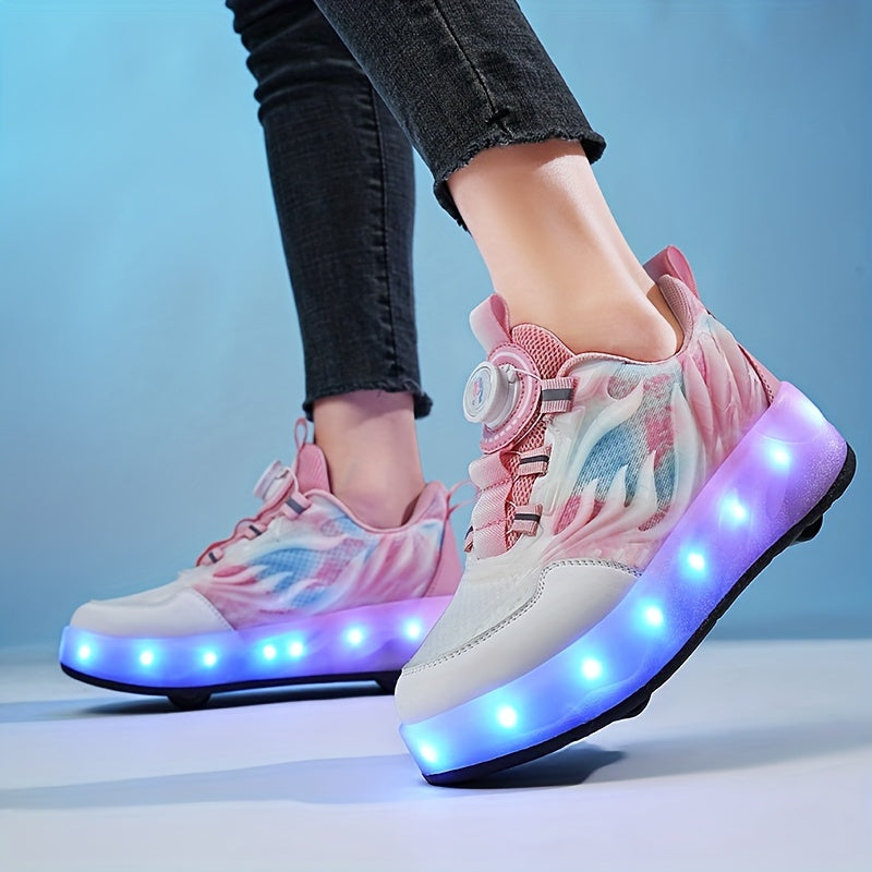 Fashion roller shoes with rotating buckle for outdoor use.