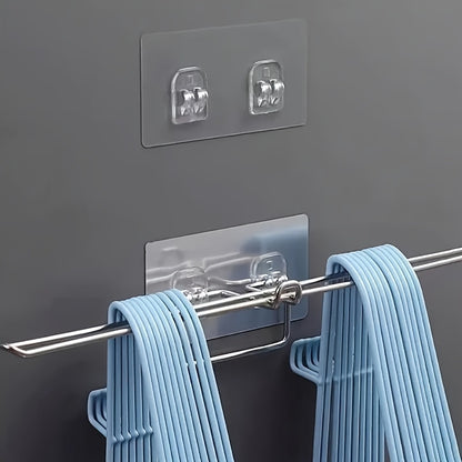 5pcs Clear Self-Adhesive Hooks - Easy to Install, No-Drill Wall Mount, Perfect for Bathroom Organizers & Storage