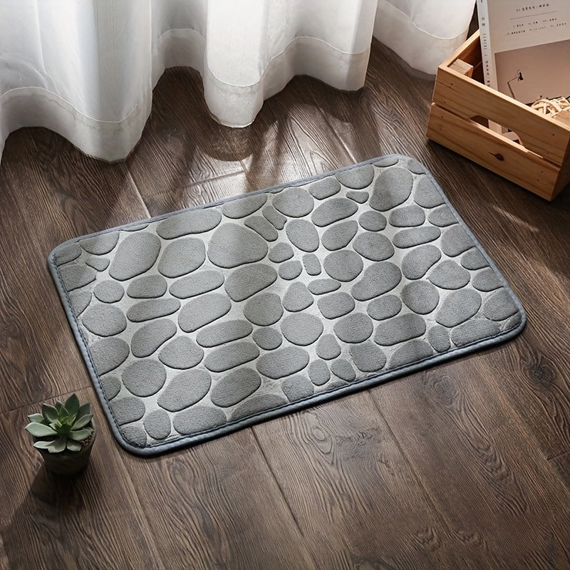 1 pc Pebble Pattern Floor Mat, Absorbent & Quick-drying, Non-slip & Super Soft Entry Rug for Bathroom, Bedroom, Kitchen, Living Room - Ideal Home Decor and Bathroom Supplies.