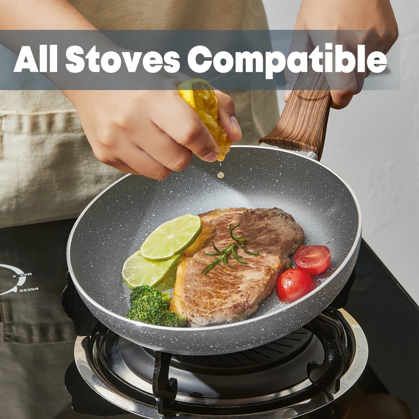 Ecowin's 25.4cm Non-Stick Frying Pan is designed for easy cleaning and is compatible with all stovetops. This dishwasher safe aluminum cookware is a versatile addition to any kitchen.