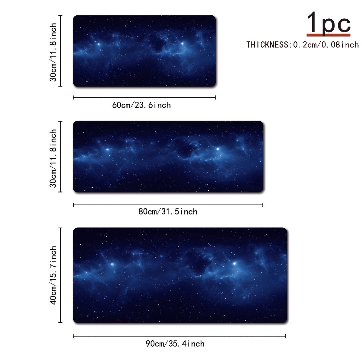 1 large mouse pad with starry night sky design, durable non-slip polyester material for gaming, office, and studying, perfect for gamers and professionals.