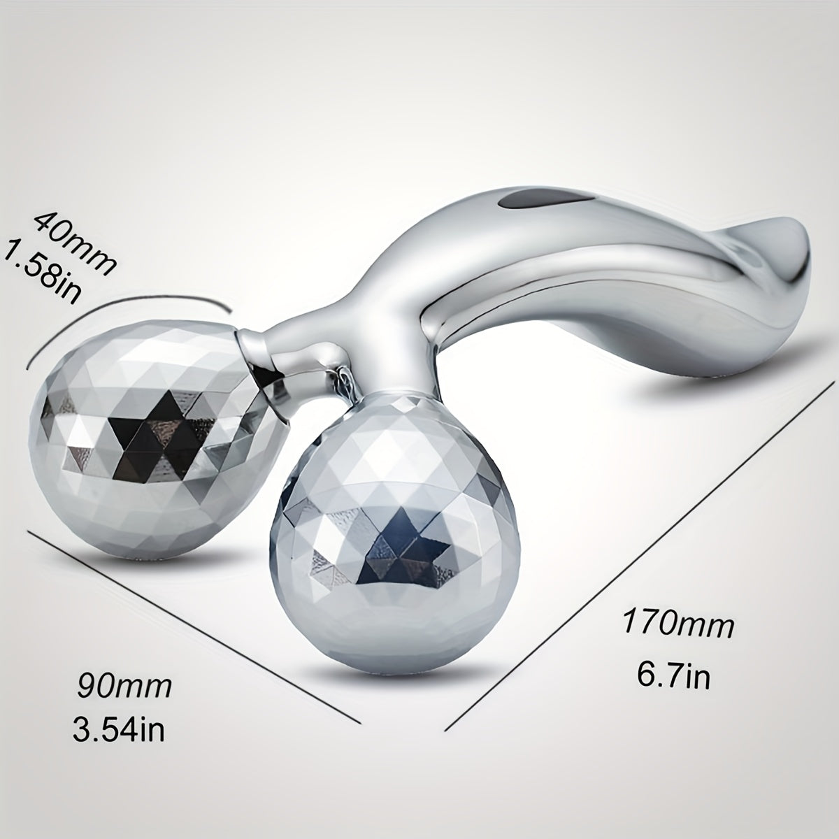 1pc 3D Manual Roller Massager and 2pcs Y-Shaped 360-Degree Rotating Face & Neck Relaxation Devices, Silver Skincare Beauty Tools, No Power Required.