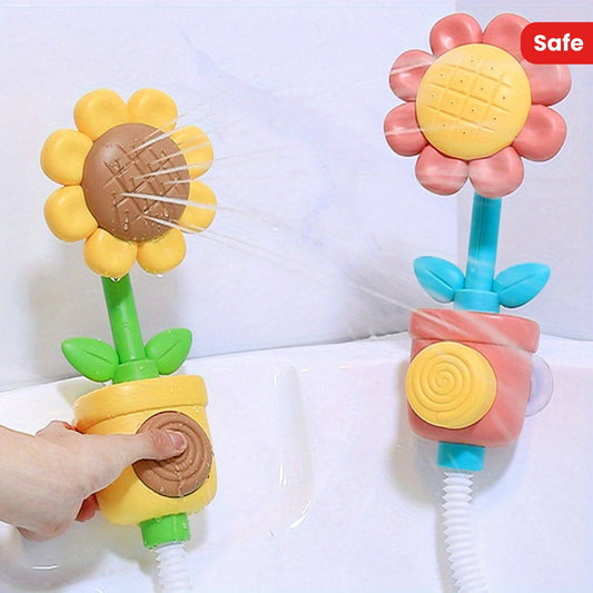 Fun Sunflower Spinning Spray Bath Toy for Kids and Babies, Water Play Toy for Baby Showers, Made from PVC Material, Suitable for Children Ages 0-3 - Enjoyable Toddler Bath Time Spout Toy