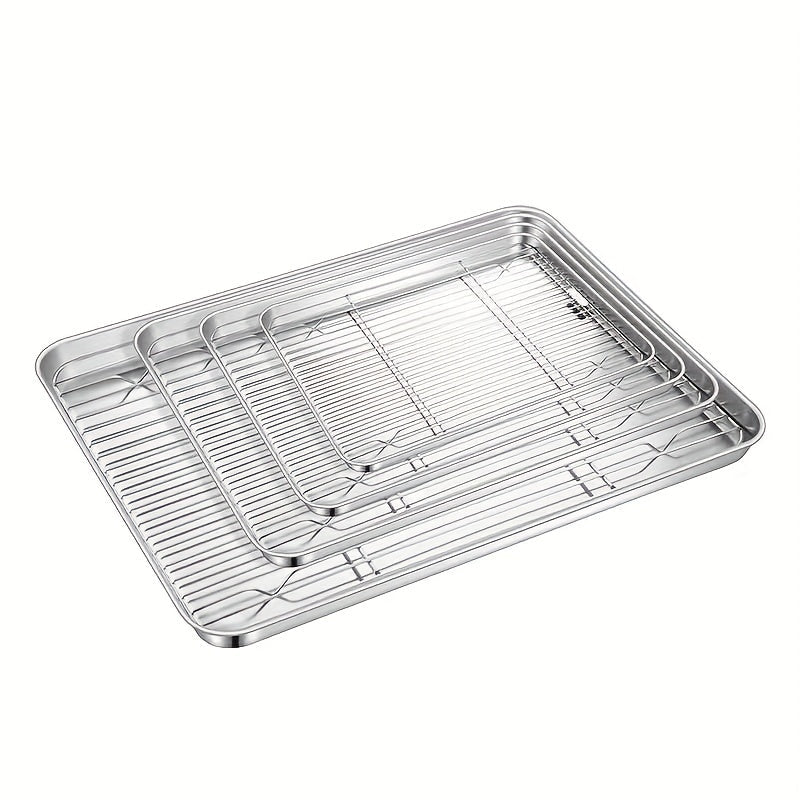 Must-Have Stainless Steel Square Plate for Steaming Rice, Vermicelli, BBQ, Disinfection, and Oil Filtering - Essential Tool for Japanese Kitchens, Drainage Plate, and Oil Filter Tray