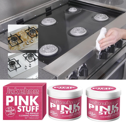 Experience the transformative power of Jakehoe Pink Stuff Miracle Cleaning Powder with this convenient 2 pack! Specifically designed for metal surfaces, this low odor formula uses citric acid to provide deep cleaning for your range hood, stovetop, and