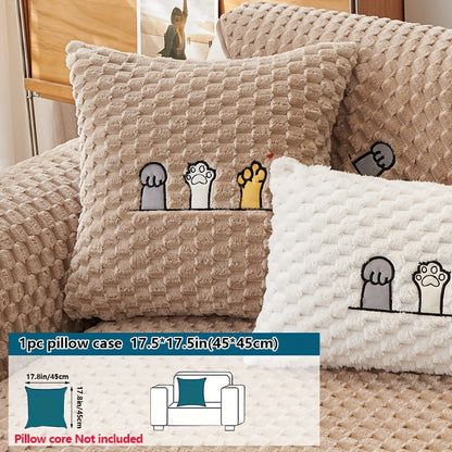 Embroidered pet favorite velvet sofa cover, dog-friendly and non-slip sectional couch protector for home décor.