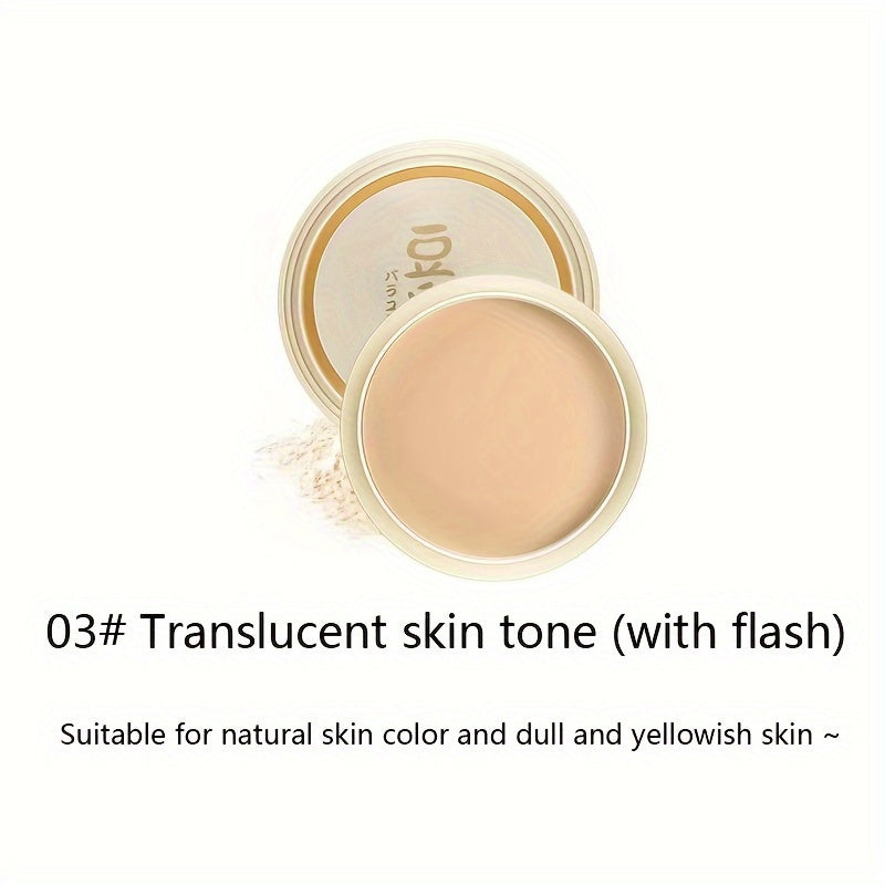 Soy Milk Setting Powder Compact with Puff, Translucent Powder for Concealing, Contouring, Waterproof, Long-lasting, Oil Control, Minimizes Pores, Wet/Dry Use