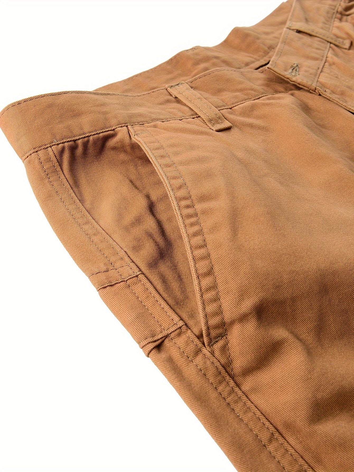 Men's vintage heavy-duty cotton cargo pants with multiple pockets, zipper fly, and loose fit for all-season work wear.