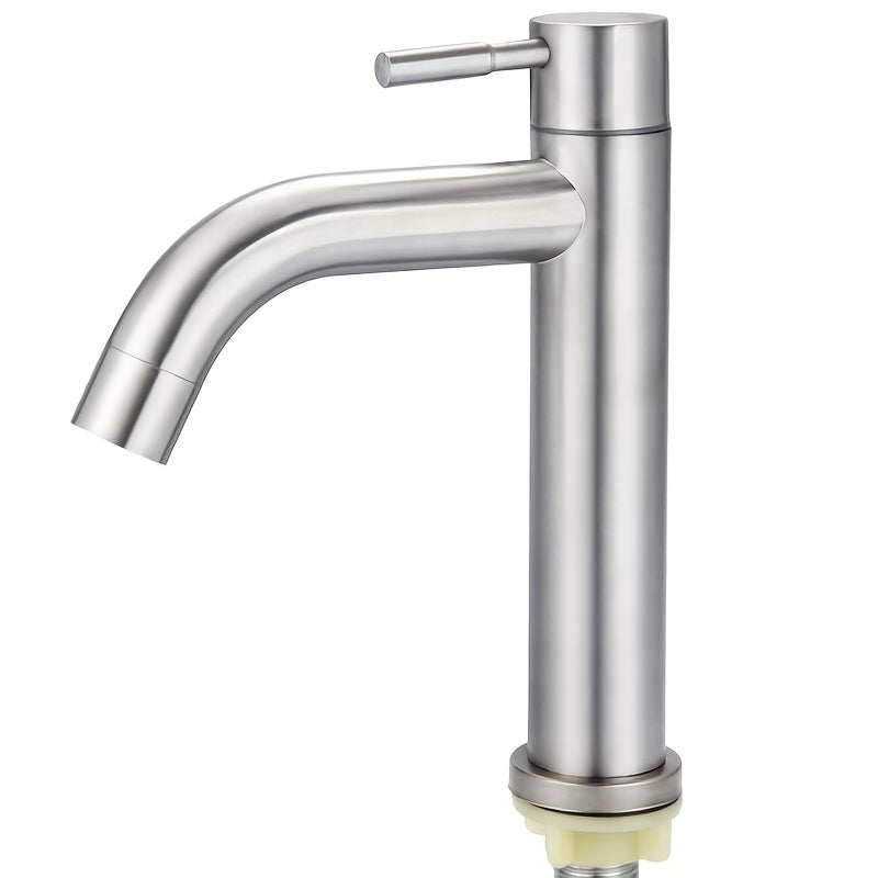 304 Stainless Steel Faucet with Single Cooled Ceramic Valve Core and Single Handle for Bathroom Cabinet Basin