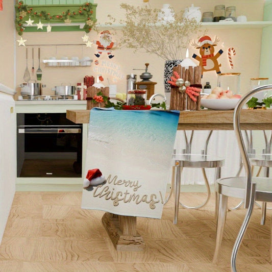 One piece of soft wintertime Christmas decoration measuring 18 by 66.04 cm, featuring the phrase "Merry Christmas" with OWUHP design.