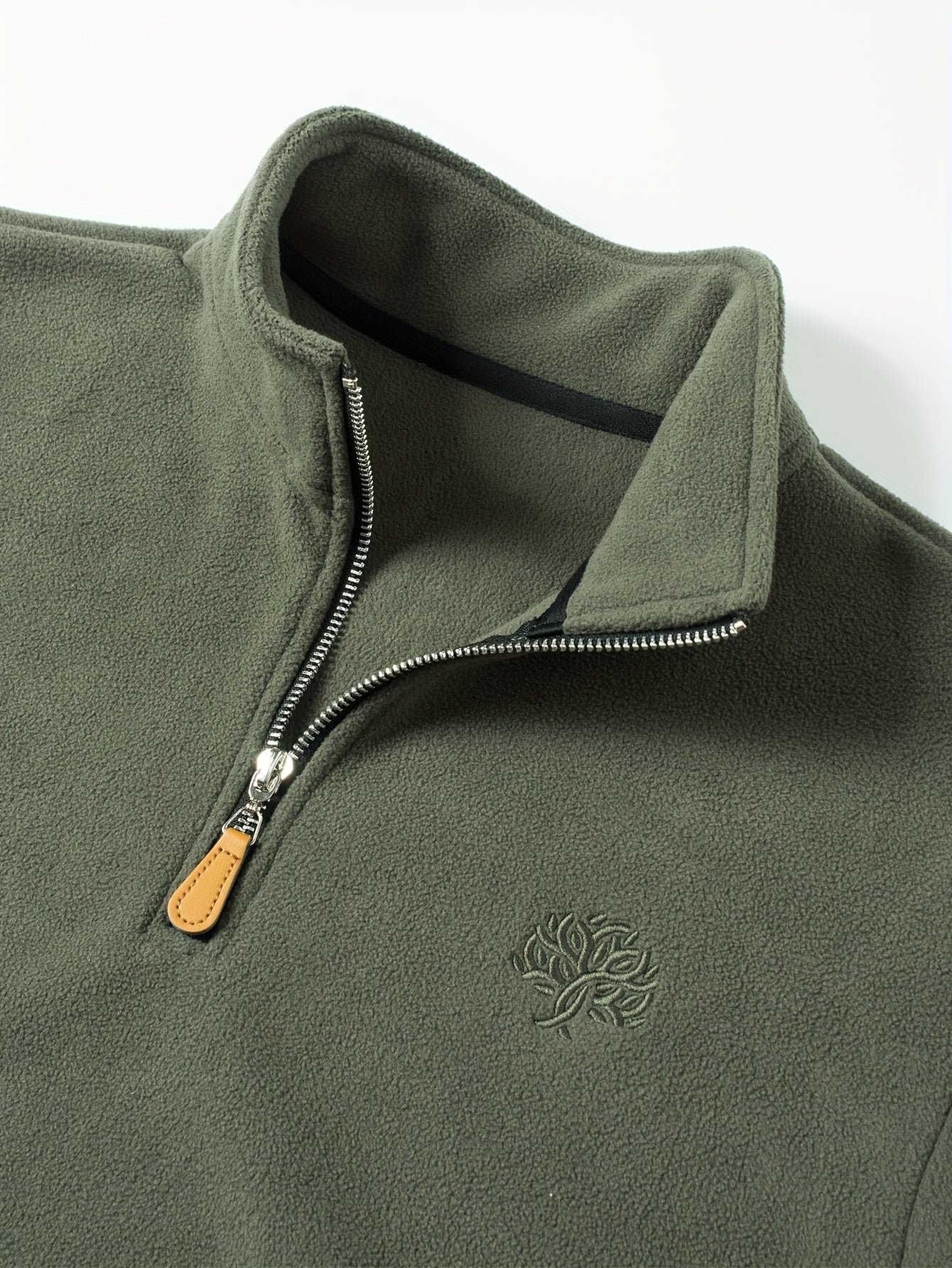 Men's solid color fleece outdoor sweatshirt with half-zip, stand-up collar design. Versatile for hiking, outdoor activities, and casual wear.