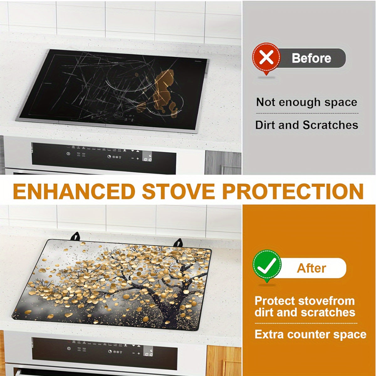 Protect your electric stove top with this extra large anti-slip mat made from premium natural rubber. Measuring 72.39cm x 52.07cm, this mat is perfect for covering glass cooktops and preventing scratches. Use it as a multipurpose oven and appliance mat