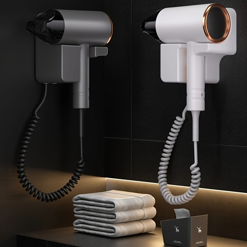 Wall-mounted hair dryer with high wind power for hotels and homestays, no punching required, stretchable wire.