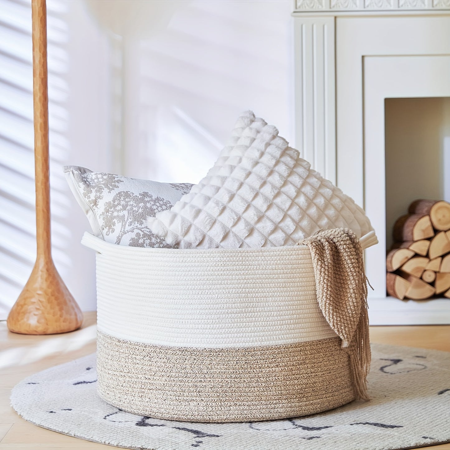 Large woven basket for toys, blankets, and home organization