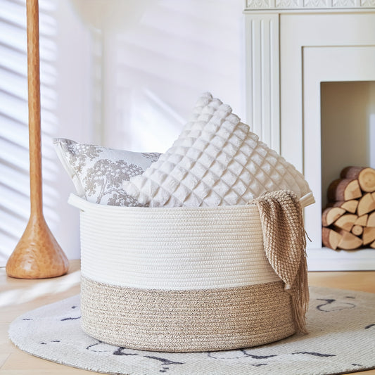 Large woven basket for toys, blankets, and home organization