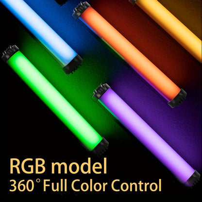 Party wand with RGB LED lights, adjustable color temperature, fill light, flash mode, and 900LM brightness for photography and video.