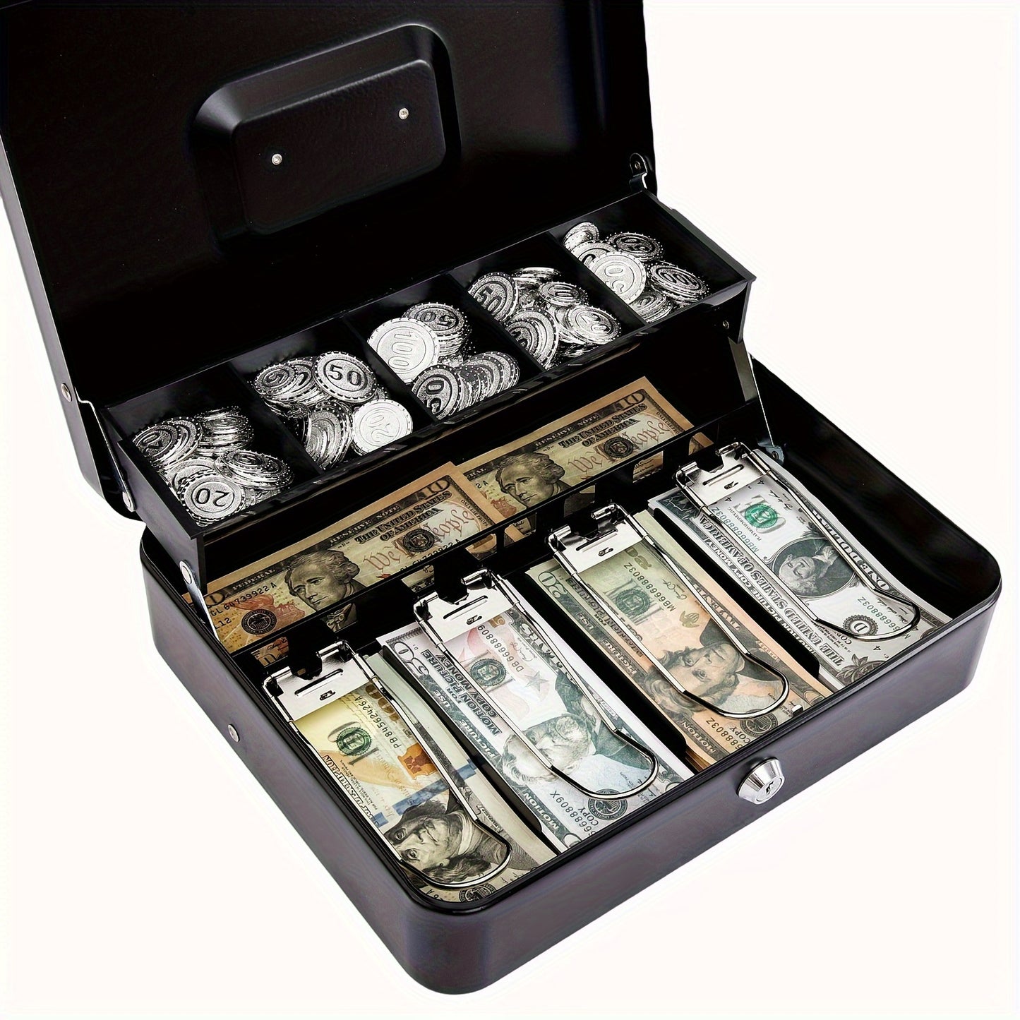 1pc Money Box with Lock for cash organization and storage.